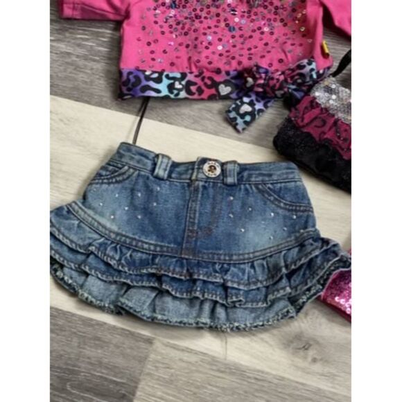 Build A Bear LOT 5 Clothes PINK SEQUIN Halter Top Shiny Sparkle Purse, Skirt - Picture 6 of 9